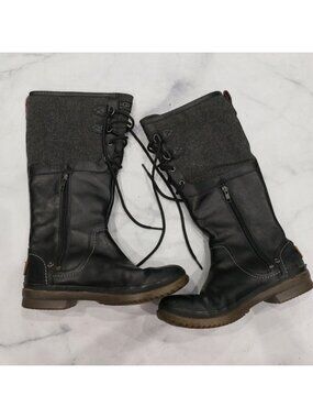 UGG Elsa Tall Black Winter Leather Boots